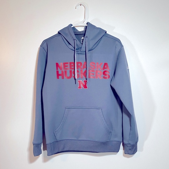 Adidas ClimaWarm Nebraska Huskers Hoodie gray with braided hoodie strings Small - Picture 6 of 6